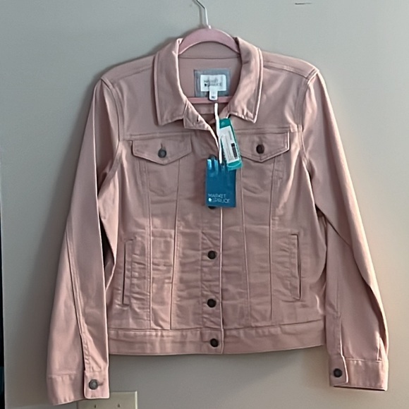 Market & Spruce Jackets & Blazers - MARKET AND SPRUCE Camila Boyfriend Denim Jacket Solid Print Blush Unlined Lg
